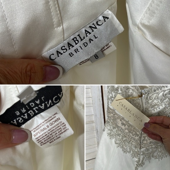 CASABLANCA l Fit and Flare Ivory Champagne Bridal Gown 1936 Style NWT Size 8* - Picture 4 of 12